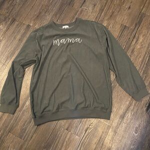 Mama Crewneck Sweater in Olive Green